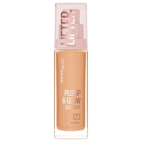 Image of Maybelline New York Foundation with SPF20, Lifter Plump & Glow Foundation, All Day Wear, Buildable and Radiant Coverage, Plump and Brighter Skin Overtime, Shade: 123