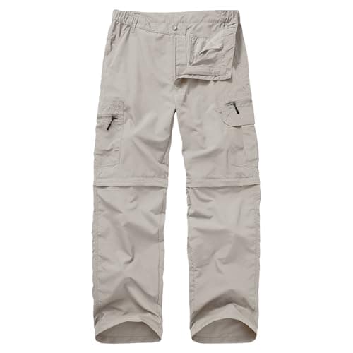 Image of Winebox Walking Hiking Trousers Mens, Convertible Zip Off Lightweight Quick Dry Breathable Cargo Fishing Safari Camping Travel Pants(Apricot-36)