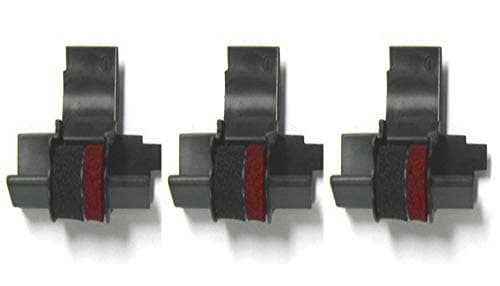 Image of COMPUMATIC (3 Pack) Compatible/Replacement Calculator Ink Roller, Black/Red IR-40T, for Casio HR-100TM Casio HR-150TM and More