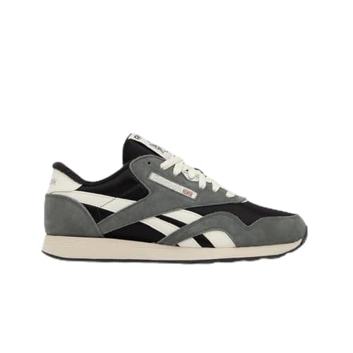 Image of Reebok Men's Classic Nylon Sneaker, Washed Black Dark Fog Chalk, 3 UK