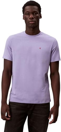 Image of Calvin Klein Men’s Short Sleeve Round Neck Classic Monogram T-Shirt, Purple (Daybreak), L