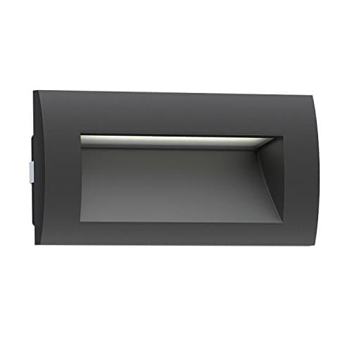 Image of ledscom.de LED recessed Wall Light ZIBAL, Downlight for Outdoors, IP65, Black matt, 140 x 70mm, 3.3 W, 209lm, Warm White, recessed, Exterior Wall, House Wall, Terrace, Garden, Balcony, carport,
