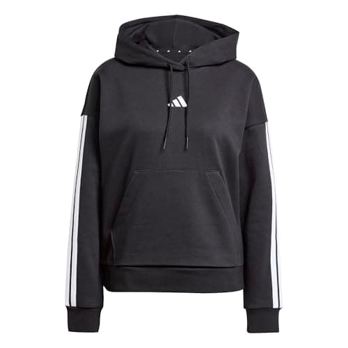 Image of adidas Women's ESSENTIALS 3-STRIPES FLEECE HOODIE, black/white, L
