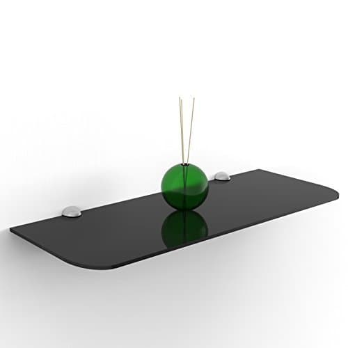 Image of Acrylic Shelf with Fixings, Ideal for Bathrooms, Bedrooms, Living Rooms and More. (Black, W500 x D200)