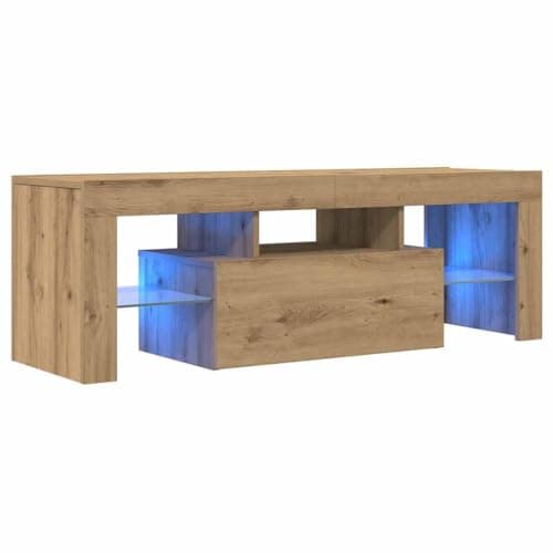 Image of vidaXL TV Cabinet with LED Lights, TV Unit for Living Room, TV Stand with Storage, Entertainment Centre, Modern Style, Artisan Oak Engineered Wood