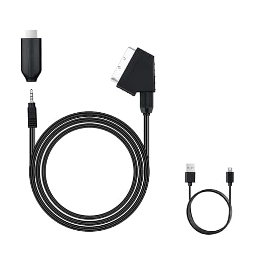 Image of Mcbazel Scart to HDMI Converter Cable, Male Scart Input to HDMI Output Adapter with Upscaling 720P/1080P, Support PAL/NTSC for DVD Player, STB, Sky, Blu-Ray, etc. (Black,1M)