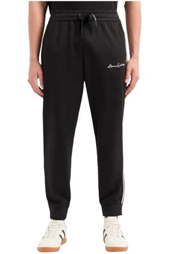 Image of Armani Exchange Signature Logo Stretch Poly Viscose Jogger Pants Sweatpants, Black