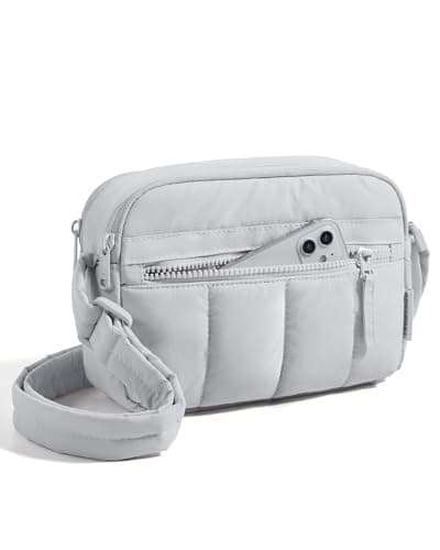 Image of bagsmart Cross Body Bag for Women, 2.4L Crossbody Purse Mini Puffy Shoulder Handbag Wallet with RFID Blocking Slots for Travel Daily Hiking, Grey, Small