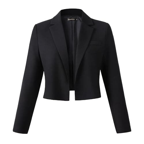 Image of Benibos Womens Long Sleeve Open Front Crop Blazer Jacket (806 Black, L)