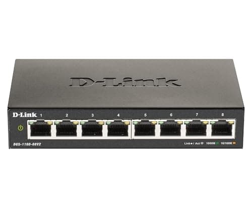 Image of D-Link DGS-1100-08V2 8-Port Gigabit Smart Managed Switch with VLAN support, layer 2 features, QoS, 802.3az EEE, Fanless, Black