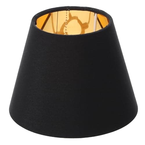 Image of Uonlytech E14 Fabric Lampshade Black Gold Small Lamp Cover 6X5In Handmade Cloth Lamp Shade for Chandelier Wall Table Home Hotel Decor
