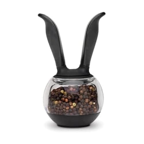 Image of Chef'n PepperBall Pepper Grinder, One Handed Refillable Pepper Mill, Adjustable from Ultra-Fine to Coarse, 8 x 8 x 15 cm, Black