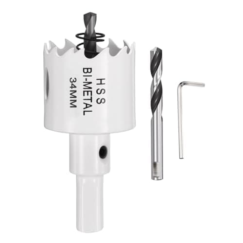 Image of CoCud 1-11/32" (34mm) Hole Saw, M42 Bi-Metal Hex Shank Hole Cutters with 2pcs Drill Bit - Cutting Tool for Thick Metal Board Alloy Steel Plate. White