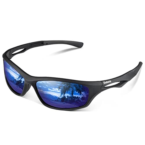 Image of Duduma Polarised Sports Mens Sunglasses for Ski Driving Golf Running Cycling Tr90 Superlight Frame Design for Mens and Womens (black matte frame with blue
