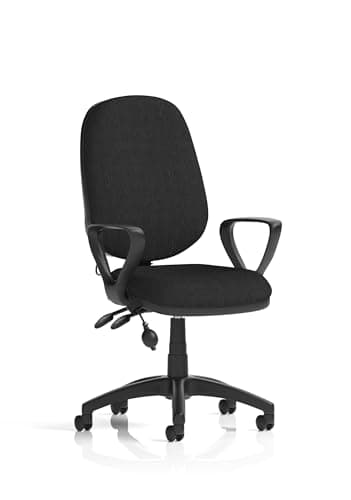 Image of OPO Eclipse Plus II Medium Back Task Operator Office Chair with Pump Lumbar Support, Multiple Colours & Arm Options, Fabric & Nylon, Self-Assembly, 3 Year Warranty None Black