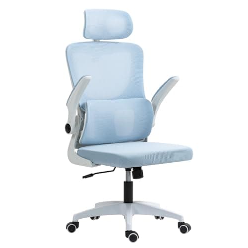Image of Panana Ergonomic Mesh Office Chair High Back Home Desk Chair with Flip-up Armrest Lumbar Support Swivel Computer Task Chair (Blue)