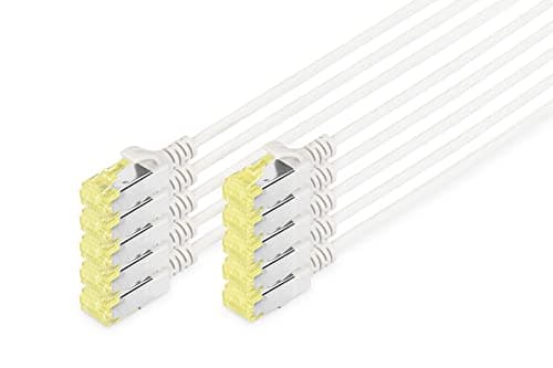 Image of DIGITUS LAN Cable Cat 6A - 0.25m - Slim - 10 Pieces - RJ45 Network Cable - U/FTP Shielded - Compatible with Cat6 - Gray
