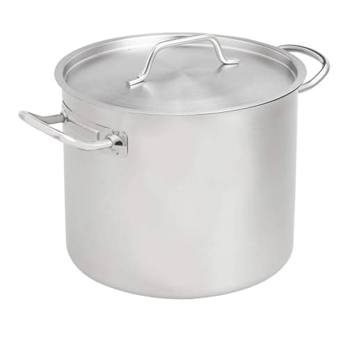 Image of Amazon Basics 11.4 litres Stainless Steel Aluminium-Clad Stock Pot with Cover, Silver