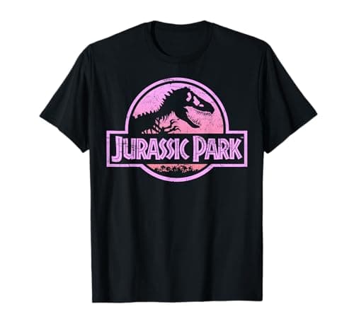 Image of Jurassic Park Retro Neon Pink Logo T-Shirt