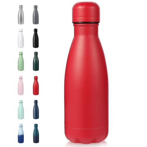 Image of Volhoply 350ml/12oz Small Water Bottle Stainless Steel, BPA Free Insulated Water Bottles, Double Wall Cola Shape Flask, Keeps Cold 24 Hours and Hot 12 Hours for Kids Handbag (Red)