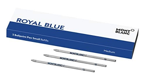 Image of Montblanc Ballpoint Pen Refills Small Royal Blue 124495 – Refill Ink for Meisterstück Mozart and Augmented Paper Pens – 3 x Blue Ballpen Refills