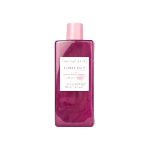 Image of Sunday Rain Reviving and Hydrating Luxury Rose Oil Bubble Bath for Body, Vitamin A and Antioxidant Infused for Renewing and Evening Skin Tone, Fresh Rose Petals Scent, 450ml