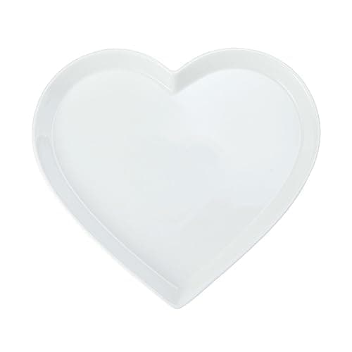 Image of MIKASA Chalk Porcelain Heart-Shaped Serving Platter, Large Heart Platter for Canapes and Starters, 30cm | White Serving Plate for Parties | Dishwasher Safe