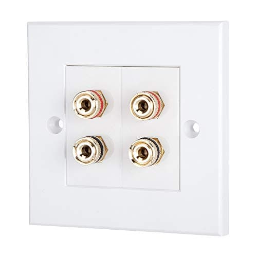 Image of iSynq 2 Channel Speaker Faceplate/Wall Outlet - Red & Black, Gold Plated Binding Post Connectors - Accepts Banana Plugs & Speaker Cable