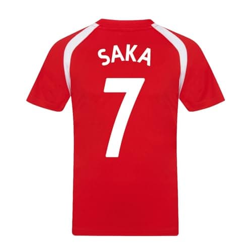 Image of Arsenal FC Boys Saka 7 Poly T-Shirt Red 12-13 Years