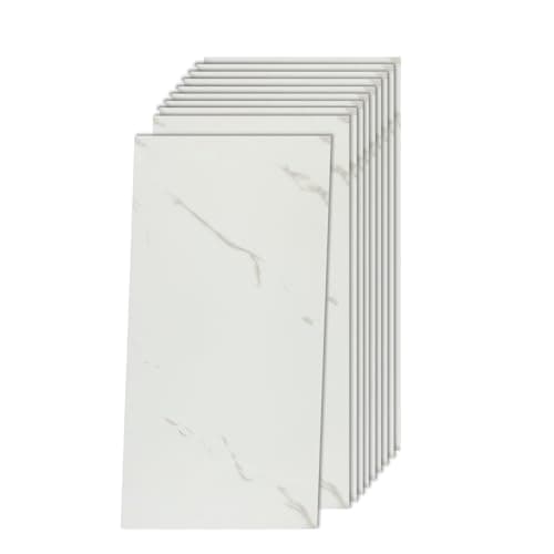 Image of Decoroom Tile Stickers White 60x30cm/10pcs,Marble Self Adhesive Wall Tiles Waterproof,Peel and Stick on Wall for Bathroom Kitchen Splashback