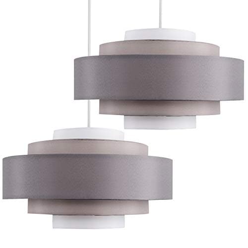Image of MiniSun | Modern 5 Tier Ceiling Light Shades in a 3 Tone Grey Finish | Pendant Lights, Home Décor & Improvement Essential | Set of 2 | 35cm Shade Width