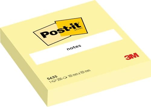 Image of Post-it Notes, Canary Yellow, 1 Pad, 101 mm x 101 mm, 200 Sheets - Extra Sticky Notes for Walls, Monitors and Fridge