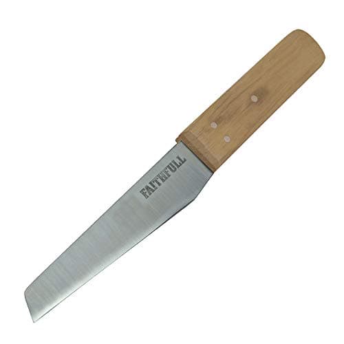 Image of Faithfull FAIKSHOEB Shoe/Leather Knife Beech Handle Stainless Steel Blade Length 112mm (4.3/8in)