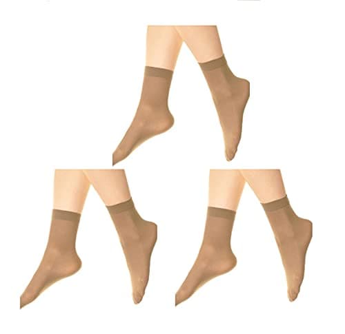 Image of Mytoptrendz® 3 pair Women’s Ankle High Pop Socks Girls Soft Microfiber Semi Opaque Anklet Hosiery Pantyhose socks Crew Length (Mink) 40 Denier