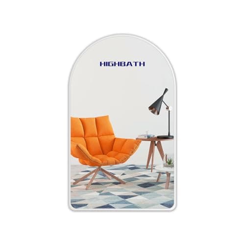 Image of HIGHBATH 50x70 cm Large Arched Mirror White Brushed Frame Wall Mirrors Metal Framed HD Glass Wall Mirrors for Makeup Bathroom Living Room