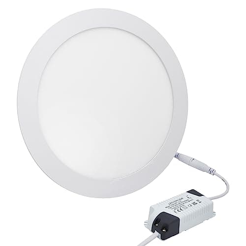 Image of Recessed LED Ceiling Panel Light Round 20w Cool White 6500k 240mm x 240mm Cut Out 225mm Long Life Span 20WR65K
