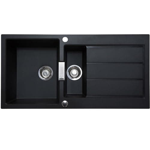 Image of Franke Sirius S2D651CB 1.5 Bowl Tectonite Reversible Carbon Black Kitchen Sink