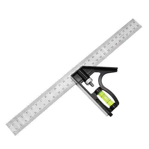 Image of Combination Square, 12Inch/300mm Stainless Steel Combo Square Carpentry Tools, Square and Combination Square Tool Set with Bubble Level for Woodworking