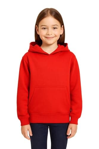 Image of A2Z 4 Kids Girls Boys Plain Sweatshirt Tie Dye Pullover - Plain Sweat Hoodie Red 5-6