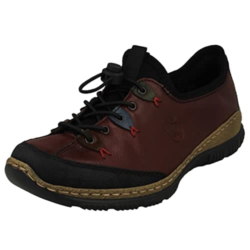 Image of Rieker Herbie Womens Pull On Shoes 6.5 UK Black/Wine/Brandy
