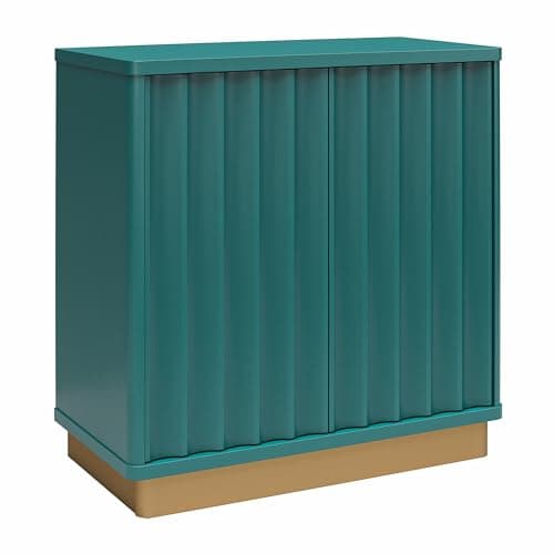 Image of CosmoLiving by Cosmopolitan Rene Scalloped Accent Cabinet, Emerald Green