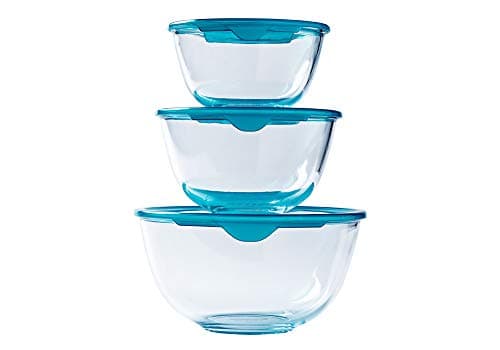 Image of Pyrex® - Prep & Store - Set of 3 Heavy Duty Glass Bowls with Lids (0.5L - 1L - 2L) - BPA Free