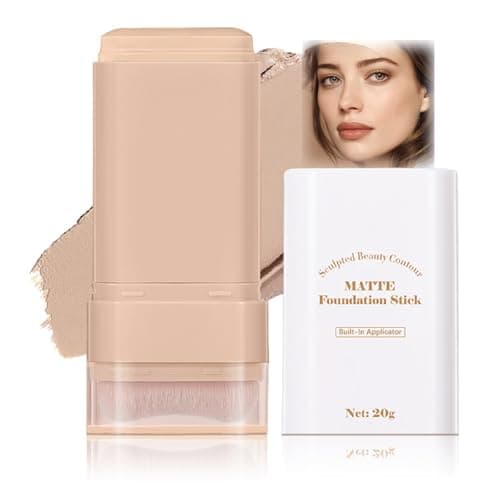 Image of 2-in-1 Matte Foundation Stick with Built-in Brush – Waterproof Long-Lasting Full Coverage Cream Concealer & Brightening Face Tint for Smooth, Even Skin Tone (Nature)