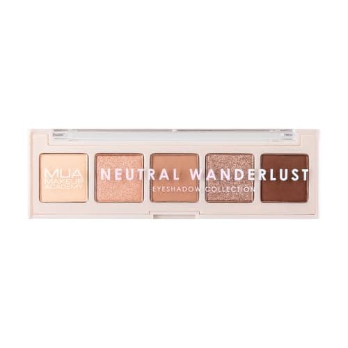 Image of MUA Makeup Academy 5-Shade Eye Shadow Palette, Neutral Wanderlust, Highly Pigmented Matte & Shimmer Blend, Vegan and Cruelty Free