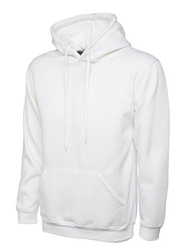 Image of Mens Classic Plain Pullover Hooded Sweatshirt Hoodie Sweater (L, White)