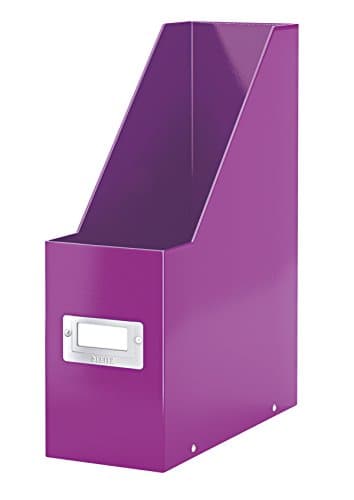 Image of Leitz Magazine File Holder, A4, Cardboard Document Storage Box with Label, Foldable, for Home, Office & School, Click and Store Range 60470062 - Purple