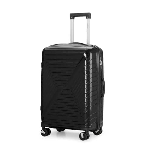 Image of Aerostar 24” Medium Lightweight PP Hard Suitcase 4 Silent Spinner Wheels Check-in Luggage Integrated TSA Combination Lock for 15 to 20kg (Black, 75 Litre)