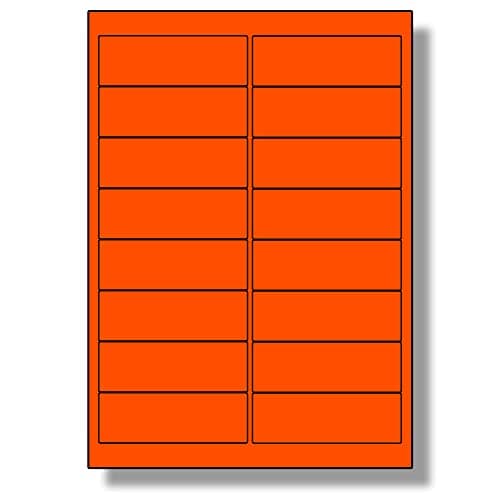Image of Label Planet® 16 Per Sheet, 25 Sheets (400 Tomato RED Labels). Coloured Paper Labels with Rounded Corners 99.1 x 33.9mm, LP16/99 C.
