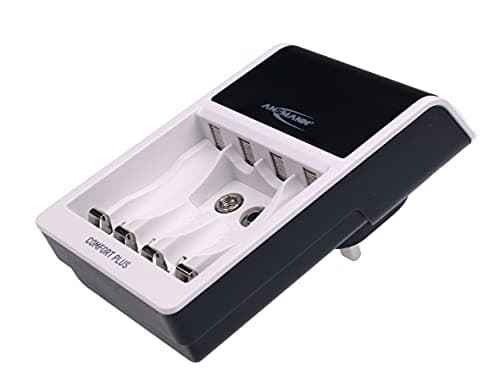 Image of ANSMANN Comfort Plus AA, AAA & 9V Battery Charger For NiMH NiCd Rechargeable Batteries with UK 3-Pin Plug| Quick Charging with Rapid Capacity Testing - 3 Yr Warranty