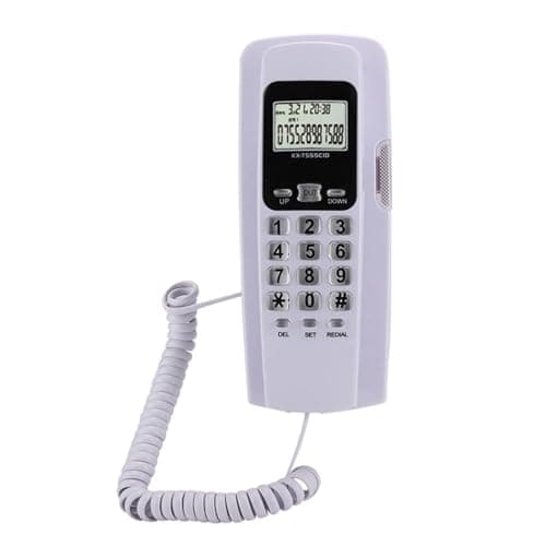 Image of Cryfokt Compact Hanging Telephone with Caller ID Function for Office Home Hotel Universal Gray (White)